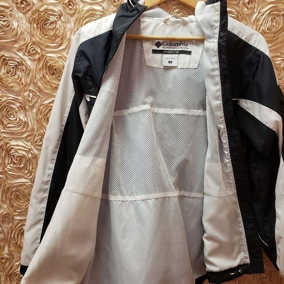 COLUMBIA Black & White Windbreaker Jacket Coat - Picture 5 of 12